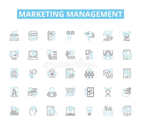 Marketing Management Linear Icons Set Strategy Promotion Advertising