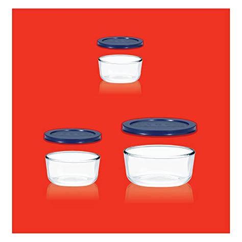 Pyrex Simply Store 6 Pc Glass Food Storage Container Set With Lid 7 Cup 4 Cup And 2 Cup Round