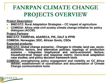 Climate Change Outputs Fanrpan Regional Policy Dialogue Ppt Download