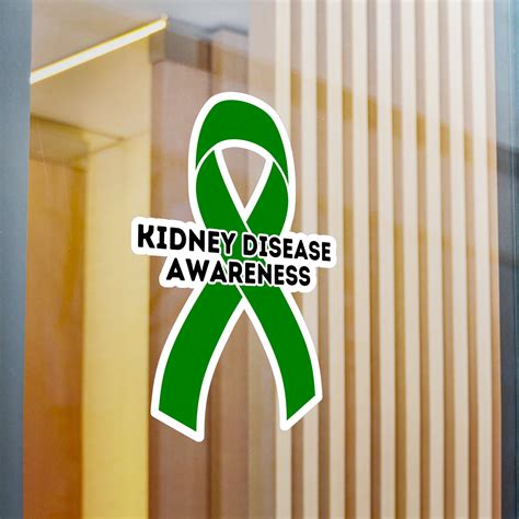 Kidney Disease Awareness Ribbon Vinyl Decal, Green Awareness Ribbon