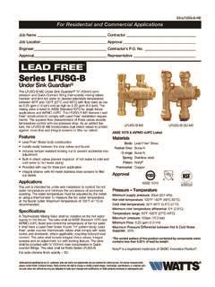 LEAD FREE Series LFUSG B Watts Water Lead Free Series Lfusg B Watts