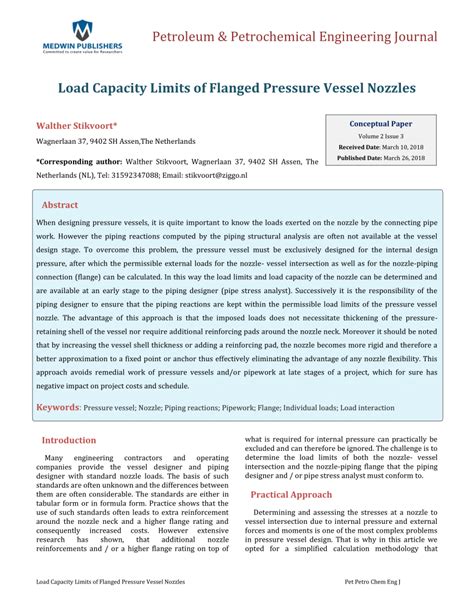 PDF Load Capacity Limits Of Flanged Pressure Vessel Nozzles