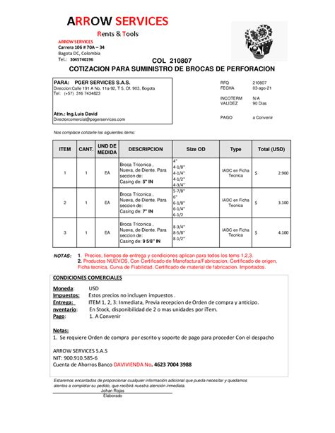 Modelo Carta De Cotizacion En Word Modelo De Informe Morespics