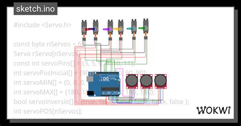 6 Servos Br Copy Wokwi Esp32 Stm32 Arduino Simulator