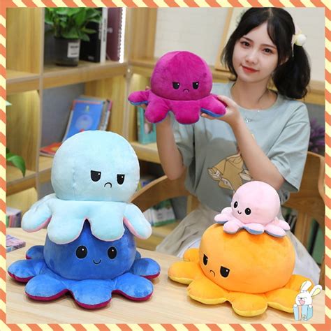 20cm Viral Flip Octopus Reversible Doll Tik Tok Bipolar Plushie Stuffed