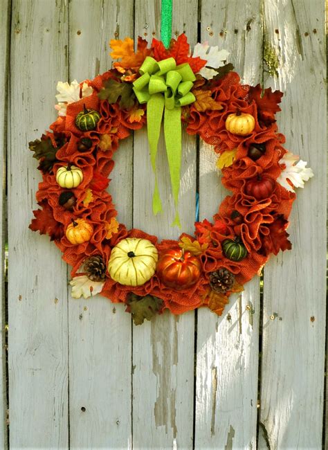 Large Burlap Pumpkin Wreath Fall Wreath For Front Door Autumn Leaf Wreath Pumpkin Patch