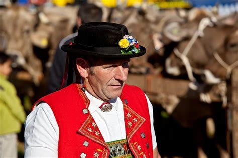 Swiss Man In Traditional Dress Swiss Clothing Riding Helmets