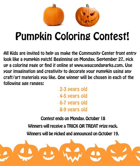 Pumpkin Coloring Contest Goes Through October 18 Wauconda Park District