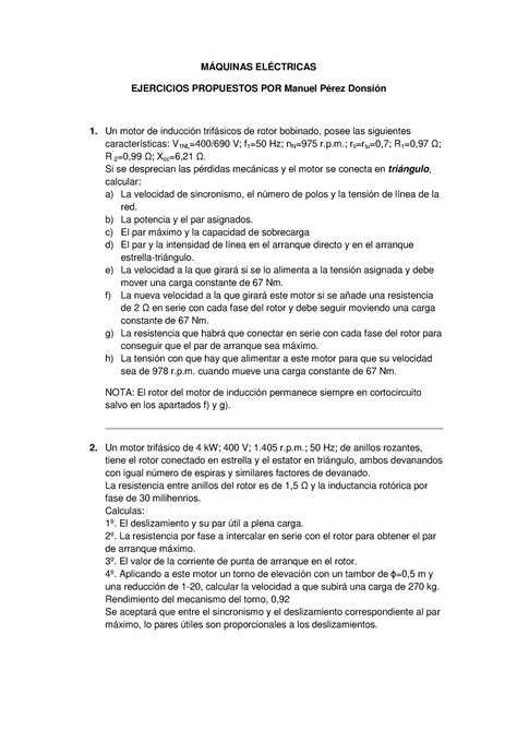 Ejercicios Propuestos 2 MÁquinas ElÉctricas Ejercicios Propuestos Por