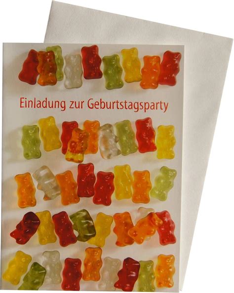 Einladungskarten Klappkarten mit Innentext Gummibärchen 41 7311