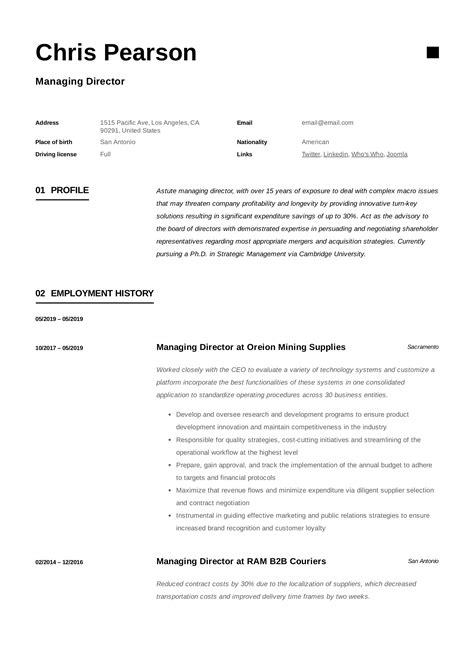 Pin on Managing Director Resume Examples