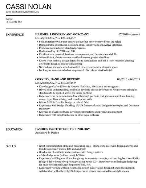 Ui Ux Designer Resume Samples Velvet Jobs