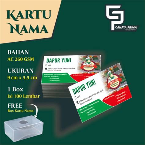 Jual Kartu Nama 1 Sisi Min Pesanan 100 Lembar Name Card Bussines