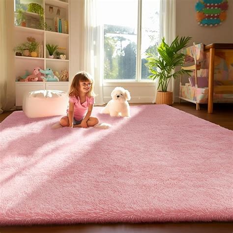 Amazon Ophanie Light Pink Area Rugs For Bedroom Girls 4x6 Fluffy