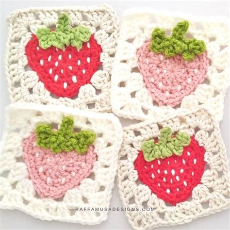 Strawberry Granny Square Free Crochet Pattern Video Tutorial