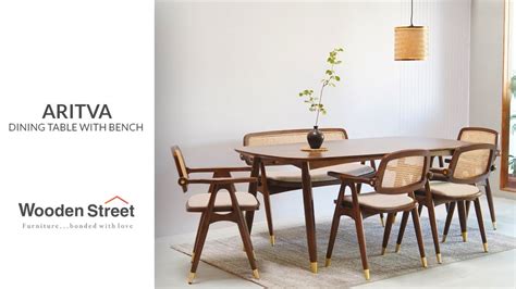 Buy Aritva Teak Wood 6 Seater Dining Table Set With Bench Teak Finish