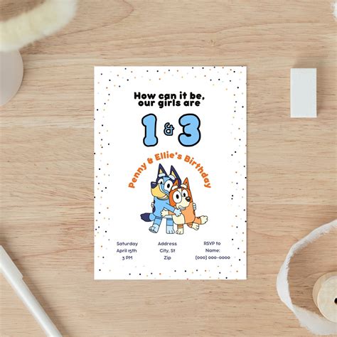 Editable Bluey and Bingo Birthday Invitation Customizable - Etsy