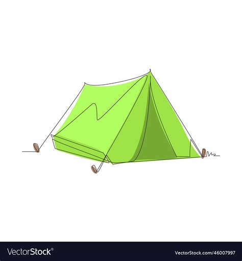 Single continuous line drawing tent camping Vector Image