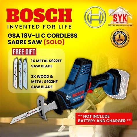 SYK BOSCH GSA 18V LI C GSA18V LI SOLO Cordless Reciprocating Saw Sabre