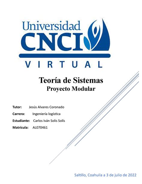 Proyecto Modular Teoria de Sistemas Teoría de Sistemas Proyecto