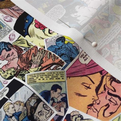 Vintage Comic Book Kisses Fabric Spoonflower