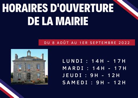 Horaires D Ouverture De La Mairie Actualit S Commune De Brusvily