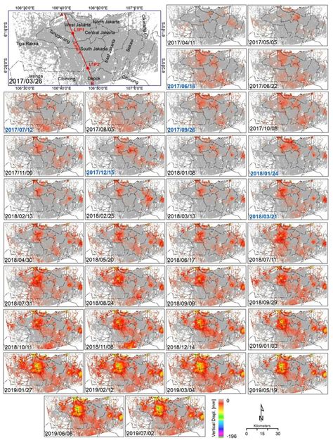 Selected Maps Of The Cumulative Subsidence Time Series Over The Study