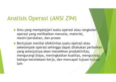 3 1 PERANCANGAN SISTEM KERJA ERGONOMI ANALISIS OPERASI PART 1 PETA