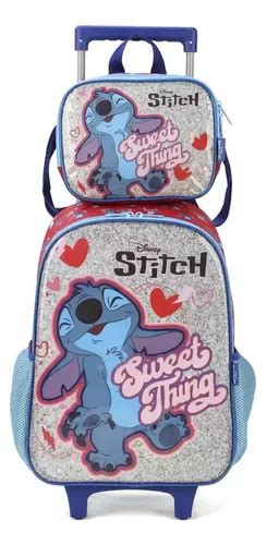 Kit Mochila Rodinha Lancheira Stitch Original Luxcel Frete Gr Tis