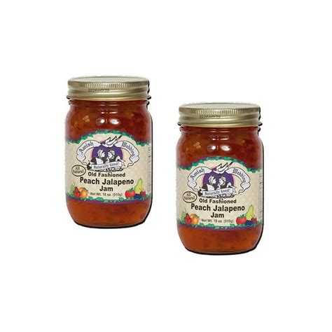 Amish Wedding Foods Old Fashioned Peach Jalapeno Jam 2 Pack 18 Oz Jars