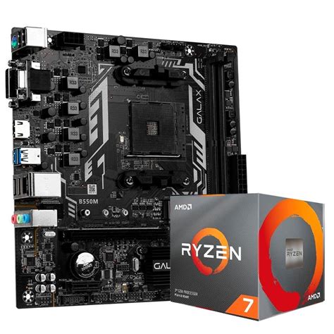 Kit Processador AMD Ryzen 7 3700X Placa Mãe GALAX B550M KaBuM