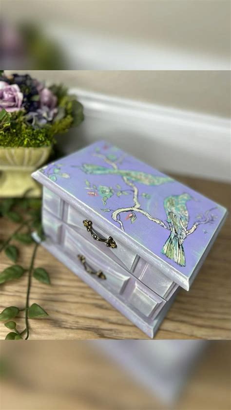 Purple Bird Jewelry Box Makeover Using Dixie Belle Paint Iod Paint