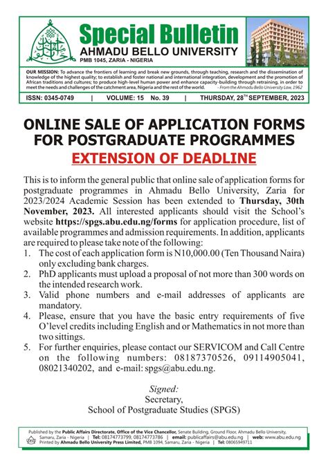 Extension Of Deadline Online Sale Of Application Forms For