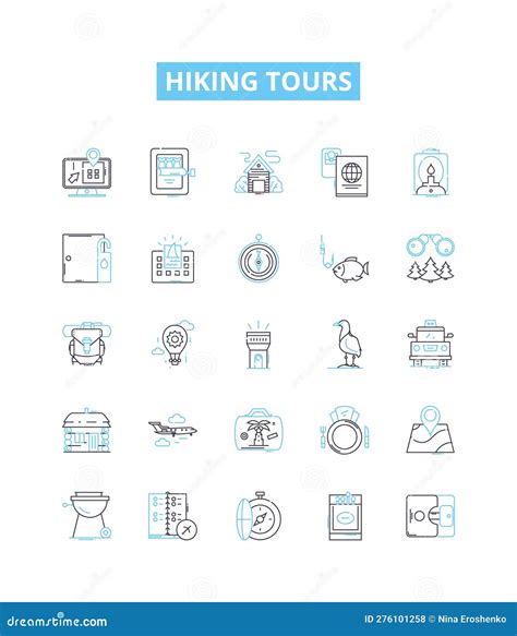 Hiking Tours Vector Line Icons Set Hiking Tours Trails Trekking