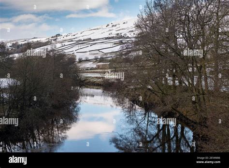 River Swale At Gunnerside Bridge Swaledale Looking Up The Dale In