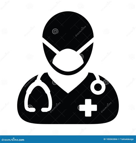 Physician Icon Vector With Surgical Face Mask Male Person Profile