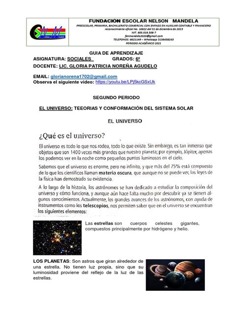 Guia De Sociales 6 Segundo Periodo El Universo Descargar Gratis Pdf Universo Estrellas