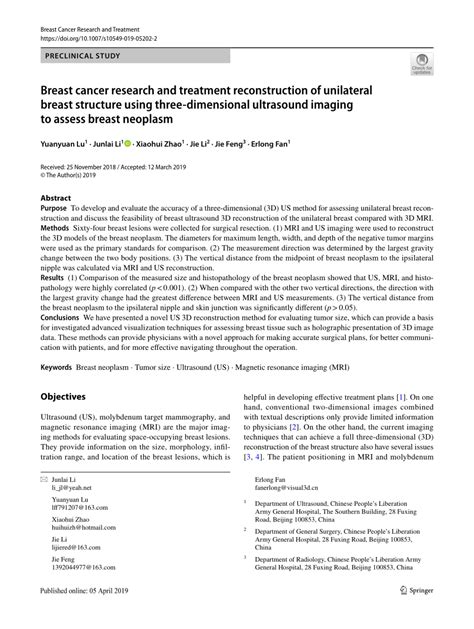 Pdf Breast Cancer Research And Treatment Reconstruction Of Unilateral