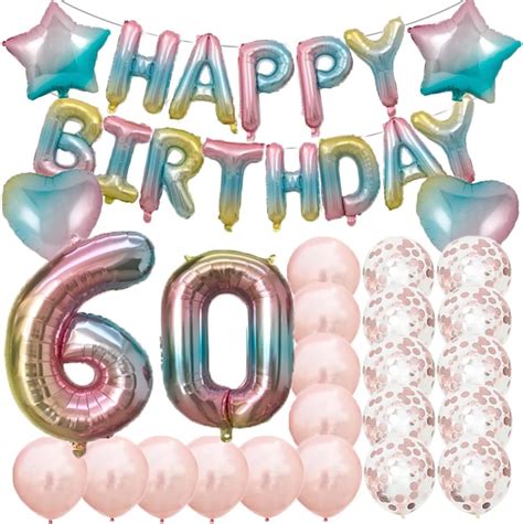 Sweet 60th Birthday Decorations Party Supplies Rainbow Number 60 Balloons 60th Foil