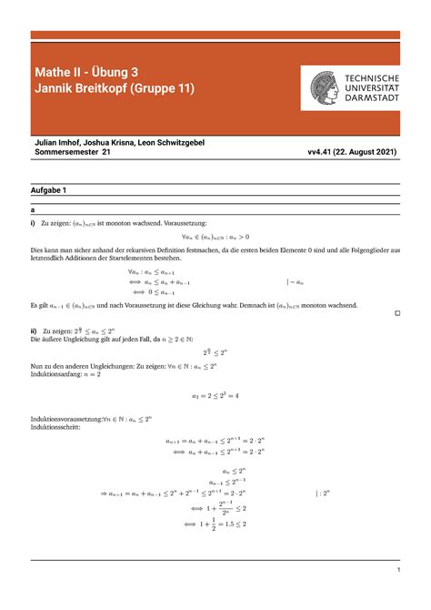 Mathe Ii Uebung Haus Bung Mathe Ii Bung Jannik Breitkopf