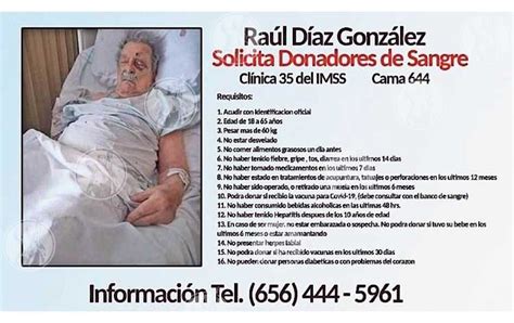 Solicita Donadores De Sangre Para Su Padre