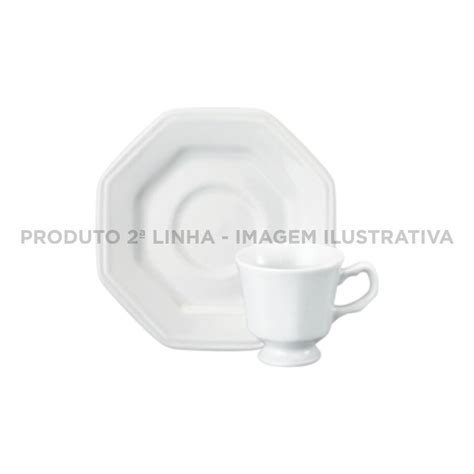 Xícara Chá Pires 200ml Porcelana Schmidt Mod Prisma 2 LINHA 077