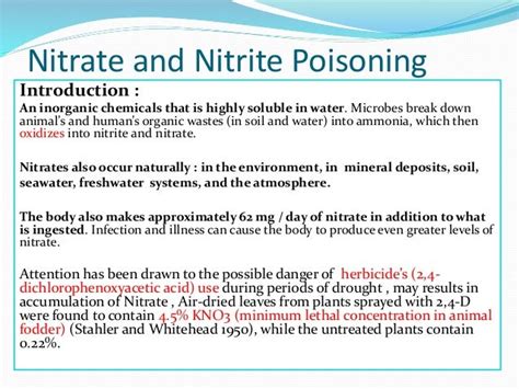 Nitrate And Nitrite Poisoning