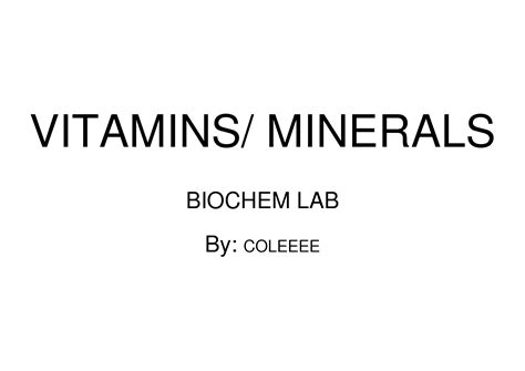 SOLUTION Biochemistry Vitamins And Minerals Notes Studypool