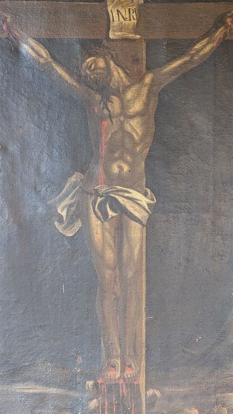 Proantic Grande Huile Sur Toile Crucifixion Xviie Si Cle