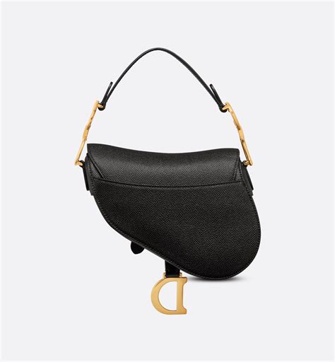 Mini Saddle Bag With Strap Black Grained Calfskin Dior