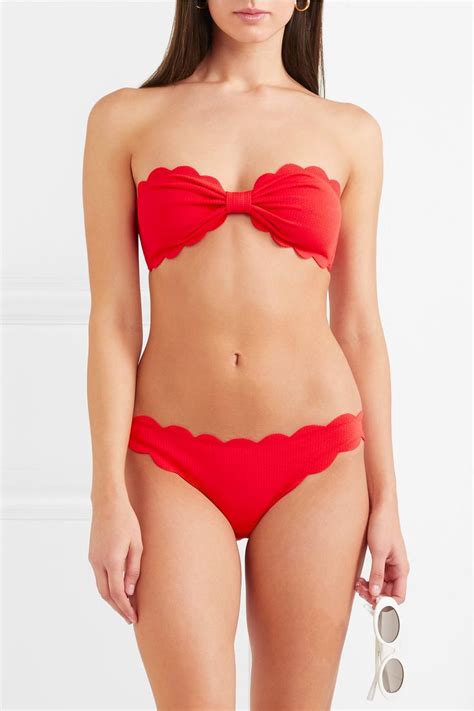 Red Antibes Scalloped Bandeau Bikini Top Marysia