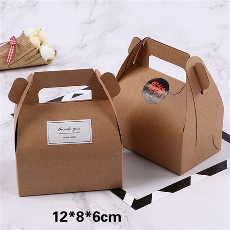 Small Kraft Paper Cookie Baking Dessert Packing Box Cookies Nougat Gift