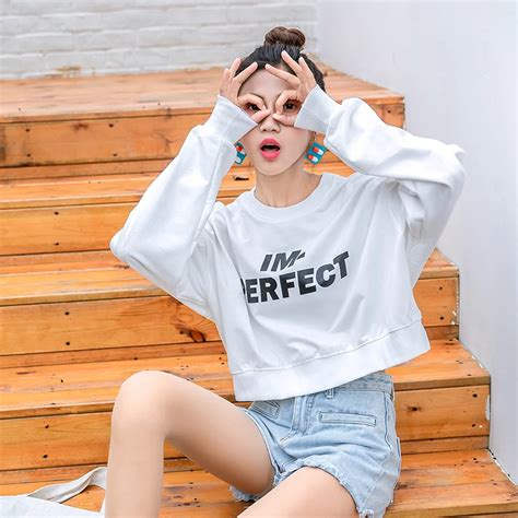 Streetwear Custom Letter Print Hoodie Crop Tops Women Autumn Korean