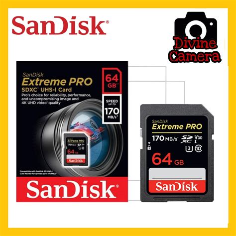 Sandisk Extreme Pro 64gb Sdhc Uhs I 170mb S V30 U3 Class 10 4k Memory Card Sd Card